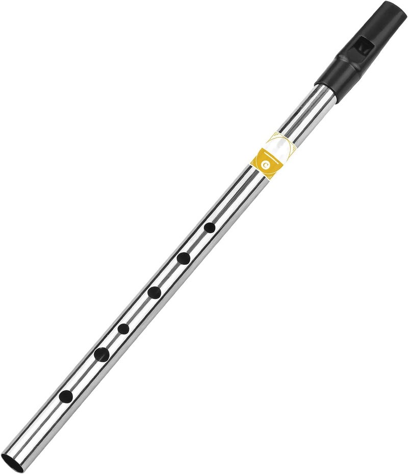 summina Irish Whistle Flute Key of C 6 Holes Flute Wind Musical Instruments for Beginners Intermediates Experts, Gold,Silver - Image 1